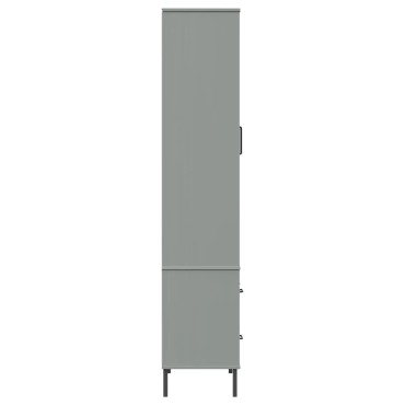 vidaXL Βιβλιοθήκη OSLO Γκρι 85x35x172,5cm Μασίφ Ξύλο με Μεταλ. Πόδια 1 τεμ.