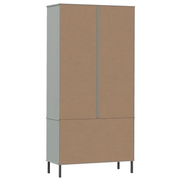 vidaXL Βιβλιοθήκη OSLO Γκρι 85x35x172,5cm Μασίφ Ξύλο με Μεταλ. Πόδια 1 τεμ.