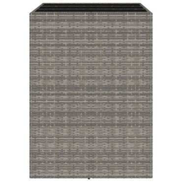 vidaXL Τραπέζι Μπαρ με Γυάλ. Επιφάνεια Γκρι 105x80x110cm Συνθ. Ρατάν 1 τεμ.
