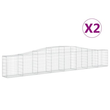 vidaXL Συρματοκιβώτια Τοξωτά 2 τεμ. 400x30x60/80 εκ. Γαλβαν. Ατσάλι