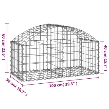 vidaXL Συρματοκιβώτιο Τοξωτό 100x50x40/60 εκ. από Γαλβανισμένο Χάλυβα