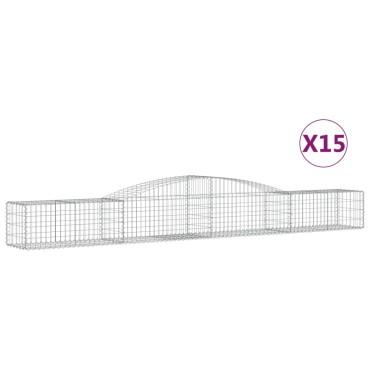 vidaXL Συρματοκιβώτια Τοξωτά 15 τεμ. 400x50x40/60 εκ. Γαλβαν. Ατσάλι