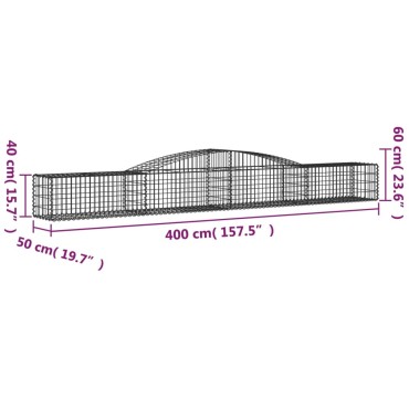 vidaXL Συρματοκιβώτια Τοξωτά 15 τεμ. 400x50x40/60 εκ. Γαλβαν. Ατσάλι
