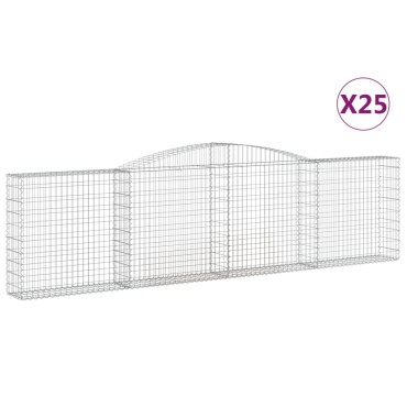 vidaXL Συρματοκιβώτια Τοξωτά 25 τεμ. 400x30x100/120 εκ. Γαλβαν. Ατσάλι