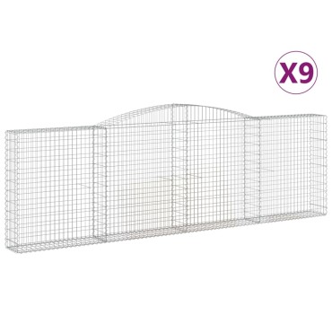 vidaXL Συρματοκιβώτια Τοξωτά 9 τεμ. 400x30x120/140 εκ. Γαλβαν. Ατσάλι