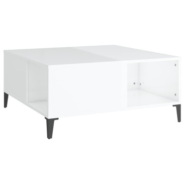 vidaXL Τραπεζάκι Σαλονιού Γυαλ. Λευκό 80x80x36,5cm Επεξεργ. Ξύλο 1 τεμ.