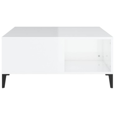 vidaXL Τραπεζάκι Σαλονιού Γυαλ. Λευκό 80x80x36,5cm Επεξεργ. Ξύλο 1 τεμ.