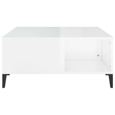 vidaXL Τραπεζάκι Σαλονιού Γυαλ. Λευκό 80x80x36,5cm Επεξεργ. Ξύλο 1 τεμ.
