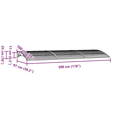 vidaXL Στέγαστρο Πόρτας Μαύρο 300 x 100 εκ. από Πολυκαρβονικό