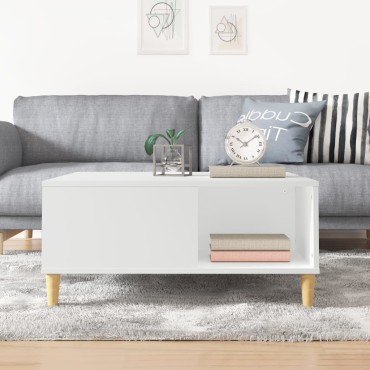 vidaXL Τραπεζάκι Σαλονιού Λευκό 80x80x36,5cm Επεξεργασμένο Ξύλο 1 τεμ.