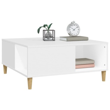 vidaXL Τραπεζάκι Σαλονιού Λευκό 80x80x36,5cm Επεξεργασμένο Ξύλο 1 τεμ.