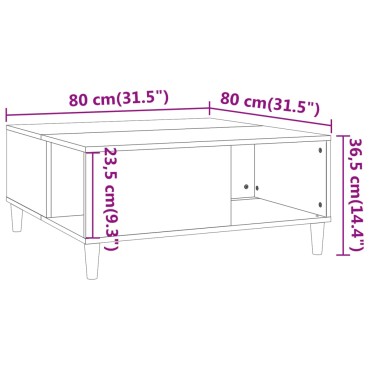 vidaXL Τραπεζάκι Σαλονιού Λευκό 80x80x36,5cm Επεξεργασμένο Ξύλο 1 τεμ.