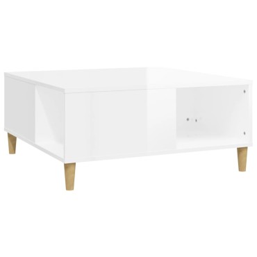 vidaXL Τραπεζάκι Σαλονιού Γυαλ. Λευκό 80x80x36,5cm Επεξεργ. Ξύλο 1 τεμ.