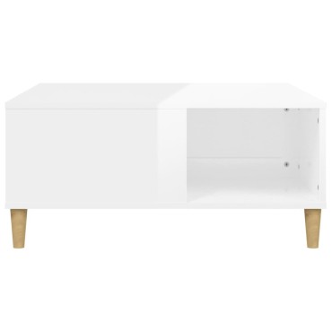 vidaXL Τραπεζάκι Σαλονιού Γυαλ. Λευκό 80x80x36,5cm Επεξεργ. Ξύλο 1 τεμ.
