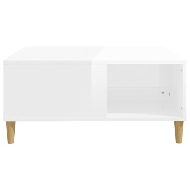 vidaXL Τραπεζάκι Σαλονιού Γυαλ. Λευκό 80x80x36,5cm Επεξεργ. Ξύλο 1 τεμ.
