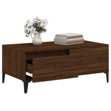 vidaXL Τραπεζάκι Σαλονιού Καφέ Δρυς 90x50x36,5cm Επεξεργασμ. Ξύλο 1 τεμ.