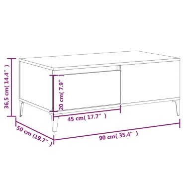 vidaXL Τραπεζάκι Σαλονιού Καφέ Δρυς 90x50x36,5cm Επεξεργασμ. Ξύλο 1 τεμ.