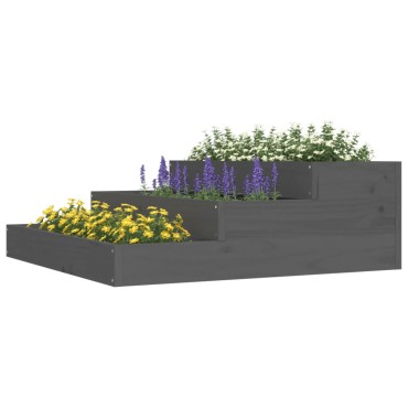 vidaXL Ζαρντινιέρα Γκρι 78 x 78 x 27 εκ. από Μασίφ Ξύλο Πεύκου