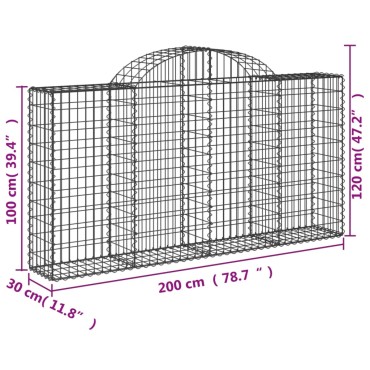 vidaXL Συρματοκιβώτια Τοξωτά 18 τεμ. 200x30x100/120 εκ. Γαλβαν. Ατσάλι