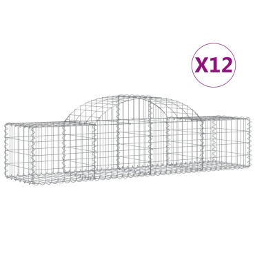vidaXL Συρματοκιβώτια Τοξωτά 12 τεμ. 200x50x40/60 εκ. Γαλβαν. Ατσάλι