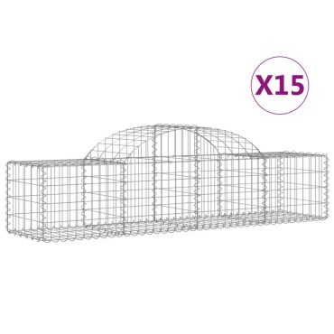 vidaXL Συρματοκιβώτια Τοξωτά 15 τεμ. 200x50x40/60 εκ. Γαλβαν. Ατσάλι