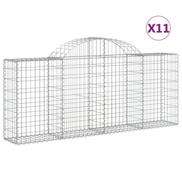 vidaXL Συρματοκιβώτια Τοξωτά 11 τεμ. 200x30x80/100 εκ. Γαλβαν. Ατσάλι
