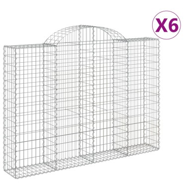 vidaXL Συρματοκιβώτια Τοξωτά 6 τεμ. 200x30x140/160 εκ. Γαλβαν. Ατσάλι