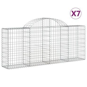 vidaXL Συρματοκιβώτια Τοξωτά 7 τεμ. 200x30x80/100 εκ. Γαλβαν. Ατσάλι