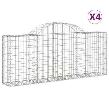 vidaXL Συρματοκιβώτια Τοξωτά 4 τεμ. 200x30x80/100 εκ. Γαλβαν. Ατσάλι