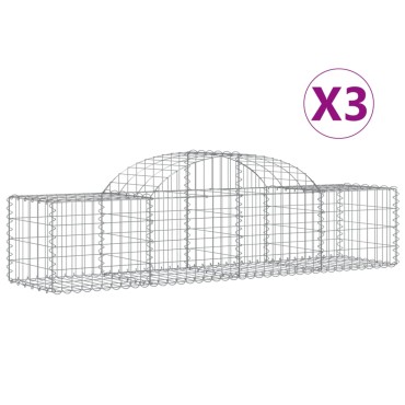 vidaXL Συρματοκιβώτια Τοξωτά 3 τεμ. 200x50x40/60 εκ. Γαλβαν. Ατσάλι