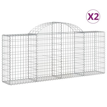 vidaXL Συρματοκιβώτια Τοξωτά 2 τεμ. 200x30x80/100 εκ. Γαλβαν. Ατσάλι