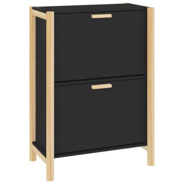 vidaXL Παπουτσοθήκη Μαύρη 57,5x33x80cm από Επεξεργασμένο Ξύλο