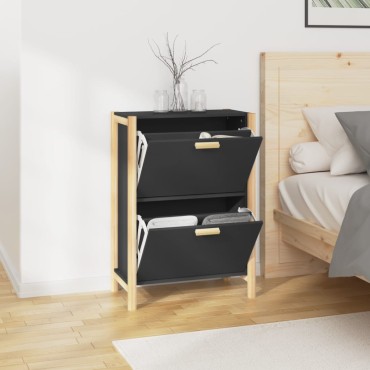 vidaXL Παπουτσοθήκη Μαύρη 57,5x33x80cm από Επεξεργασμένο Ξύλο