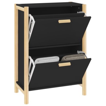 vidaXL Παπουτσοθήκη Μαύρη 57,5x33x80cm από Επεξεργασμένο Ξύλο
