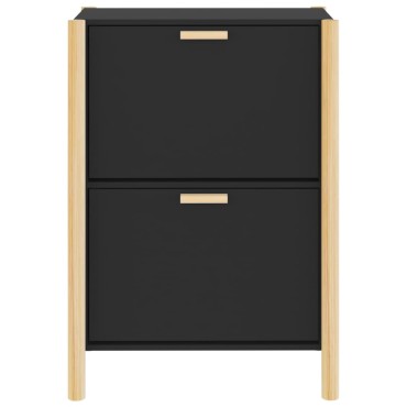 vidaXL Παπουτσοθήκη Μαύρη 57,5x33x80cm από Επεξεργασμένο Ξύλο