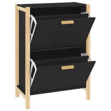 vidaXL Παπουτσοθήκη Μαύρη 57,5x33x80cm από Επεξεργασμένο Ξύλο