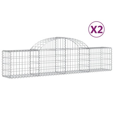 vidaXL Συρματοκιβώτια Τοξωτά 2 τεμ. 200x30x40/60 εκ. Γαλβαν. Ατσάλι