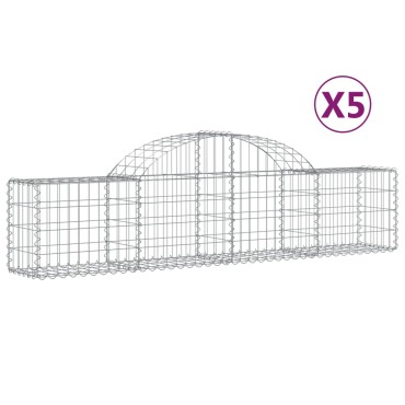 vidaXL Συρματοκιβώτια Τοξωτά 5 τεμ. 200x30x40/60 εκ. Γαλβαν. Ατσάλι