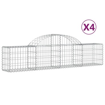 vidaXL Συρματοκιβώτια Τοξωτά 4 τεμ. 200x30x40/60 εκ. Γαλβαν. Ατσάλι