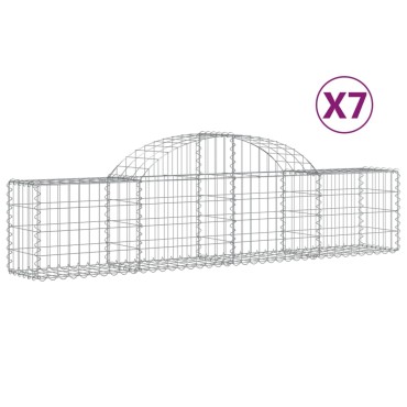 vidaXL Συρματοκιβώτια Τοξωτά 7 τεμ. 200x30x40/60 εκ. Γαλβαν. Ατσάλι