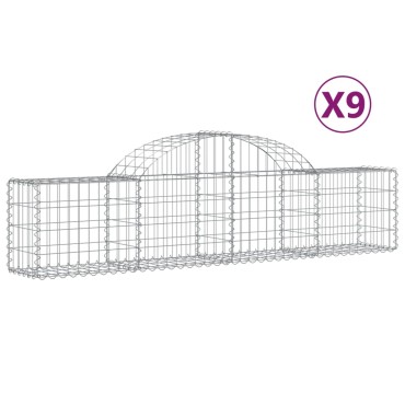 vidaXL Συρματοκιβώτια Τοξωτά 9 τεμ. 200x30x40/60 εκ. Γαλβαν. Ατσάλι