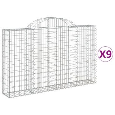 vidaXL Συρματοκιβώτια Τοξωτά 9 τεμ. 200x30x120/140 εκ. Γαλβαν. Ατσάλι