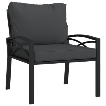 vidaXL Καρέκλα Κήπου 68x76x79cm Ατσάλινη με Γκρι Μαξιλάρια