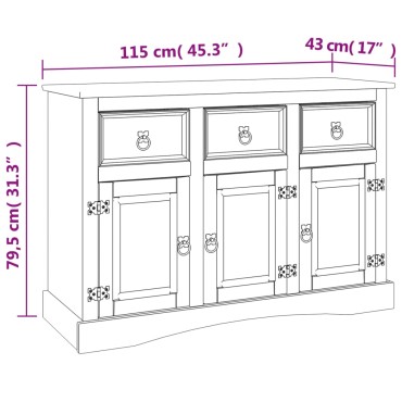 vidaXL Μπουφές Corona 115x43x79,5cm Μασίφ Ξύλο Μεξικάνικου Πεύκου 1 τεμ.
