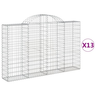 vidaXL Συρματοκιβώτια Τοξωτά 13 τεμ. 200x30x120/140 εκ. Γαλβαν. Ατσάλι