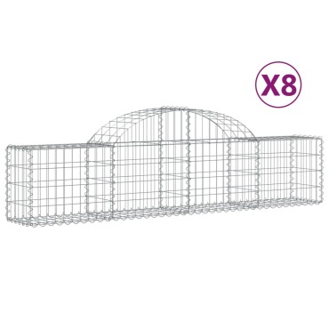 vidaXL Συρματοκιβώτια Τοξωτά 8 τεμ. 200x30x40/60 εκ. Γαλβαν. Ατσάλι