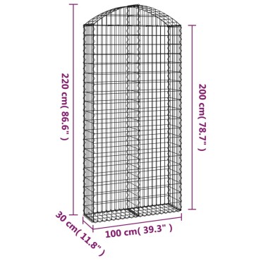 vidaXL Συρματοκιβώτιο Τοξωτό 100x30x200/220εκ. από Γαλβανισμένο Χάλυβα
