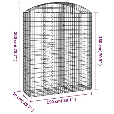 vidaXL Συρματοκιβώτιο Τοξωτό 150x50x180/200εκ. από Γαλβανισμένο Χάλυβα