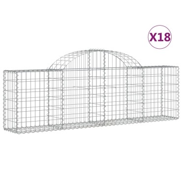vidaXL Συρματοκιβώτια Τοξωτά 18 τεμ. 200x30x60/80 εκ. Γαλβαν. Ατσάλι
