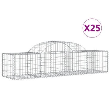 vidaXL Συρματοκιβώτια Τοξωτά 25 τεμ. 200x50x40/60 εκ. Γαλβαν. Ατσάλι